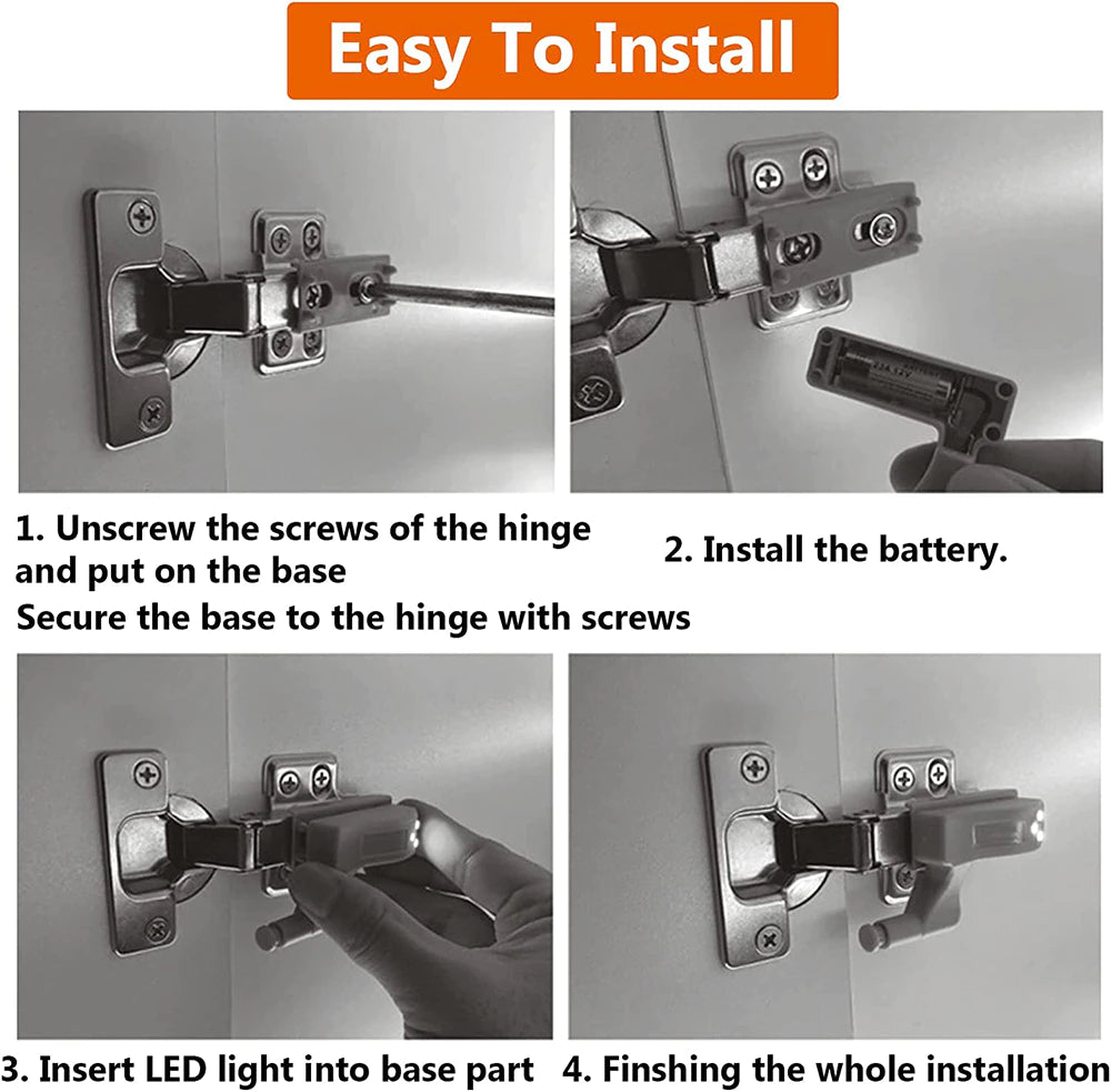 1-20Pcs LED Inner Hinge Lamp with Battery under Cabinet Lights Wardrobe Cupboard Sensor Lights Bedroom Kitchen Closet Night Lamp