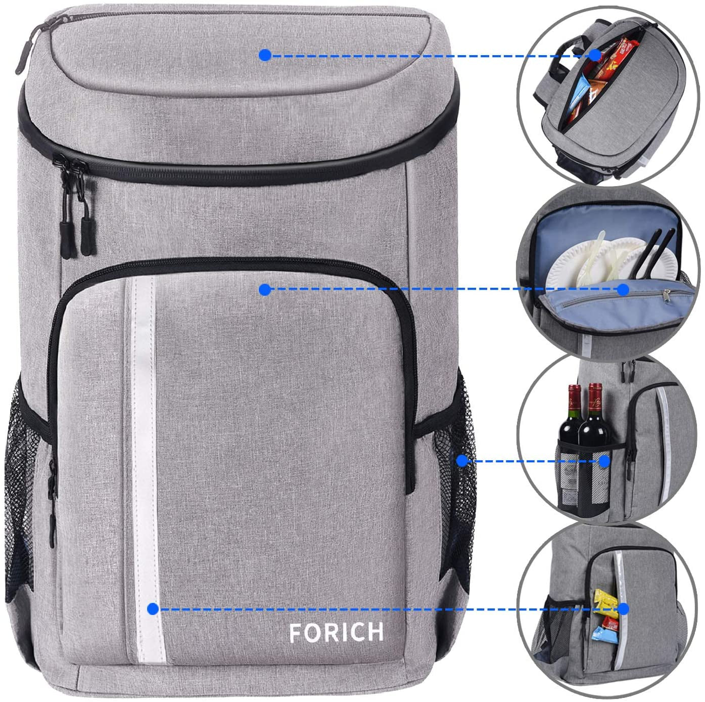 Backpack Cooler Leakproof Insulated Waterproof Backpack Cooler Bag, Lightweight Soft Beach Cooler Backpack for Men Women to Work Lunch Picnics Camping Hiking, 30 Cans